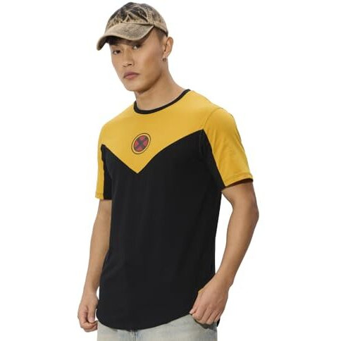 The Souled Store Official Wolverine Originals Weapon X Graphic Printed Regular Fit Cotton Short Sleeve Round Neck Drop Cut T-Shirts For Men And Boys Yellow, Black