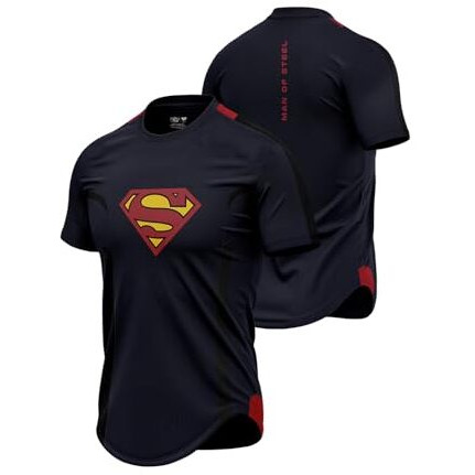 The Souled Store Official Superman  Son Of Krypton Printed Regular Fit Cotton Short Sleeve Round Neck Drop Cut T-Shirts For Men And Boys Navy Blue