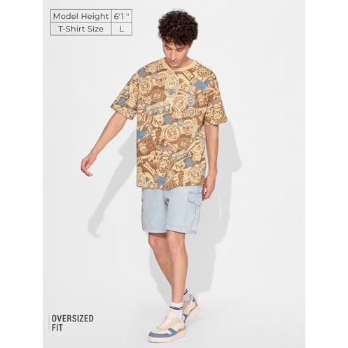 The Souled Store Minions I'Ve Got This Men And Boys Short Sleeves Round Neck Brown All Over Printed Cotton Oversized T-Shirts