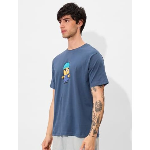 The Souled Store Official Minions Originals I Love Gru Men And Boys Short Sleeve Round Neck Graphic Printed Regular Fit Cotton T-Shirts Blue