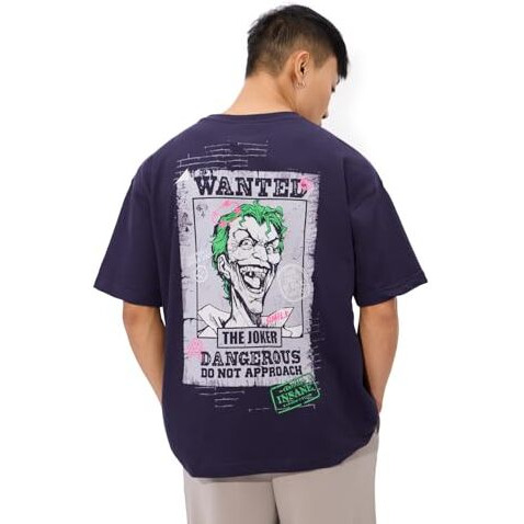 The Souled Store Official X-Joker Originals Wanted Oversized T-Shirt For Men Boys Cotton Casual Half Sleeves Baggy Loose Fit Drop Shoulder Round Neck Purple