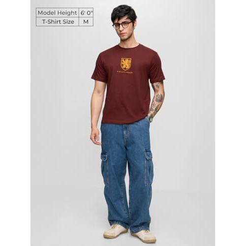 The Souled Store Harry Potter Gryffindor Men And Boys Round Neck Maroon Graphic Printed Regular Fit Cotton T-Shirts