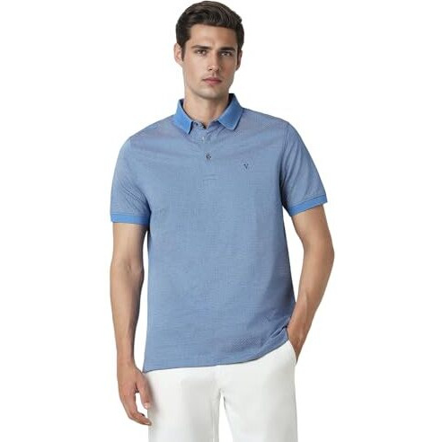 Van Heusen Men's Regular Fit T-Shirt (Vhkpwrgf845697_Blue