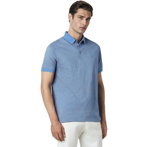 Van Heusen Men's Regular Fit T-Shirt (Vhkpwrgf845697_Blue
