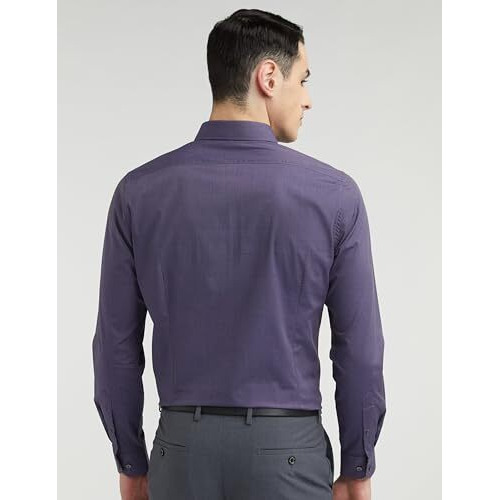 Van Heusen Men's Cotton Slim Fit Shirt (Vhsffslb673070_Dark Purple)