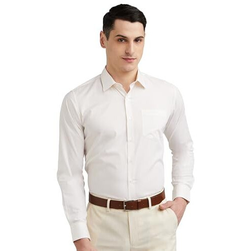 Van Heusen Cotton Men's Slim Fit Shirt (Vhsffslb416308_Cream