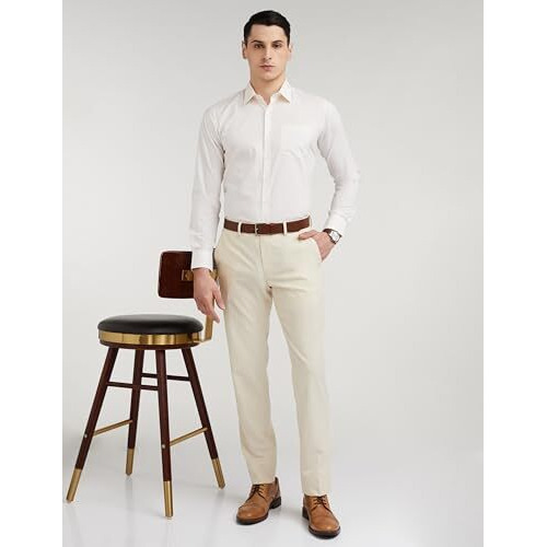 Van Heusen Cotton Men's Slim Fit Shirt (Vhsffslb416308_Cream