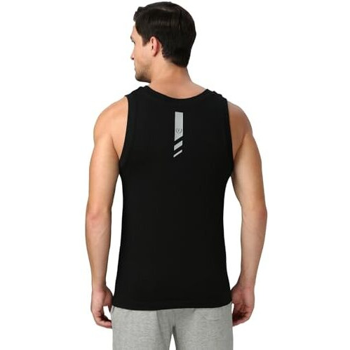 Van Heusen Men's Letter Print Regular Fit Vest (70021_Black V