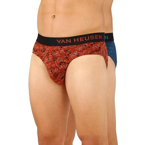 Van Heusen Men's Cotton Blend Classic Briefs (Pack Of 2) (Ihqebr2C434510007_Multi_L_Multicolor