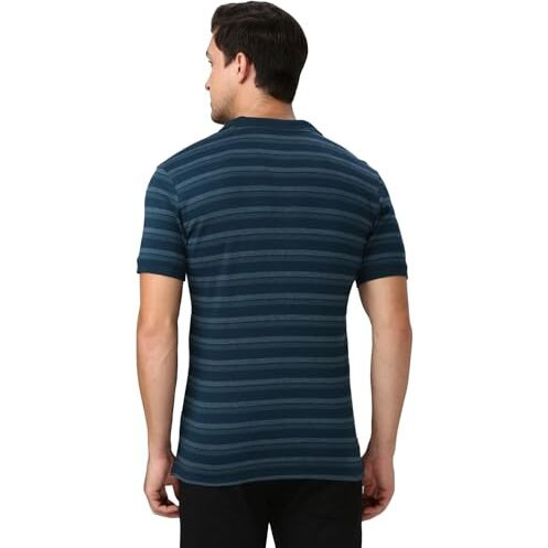 Van Heusen Men's Striped Regular Fit Polo Shirt (60063_Navy