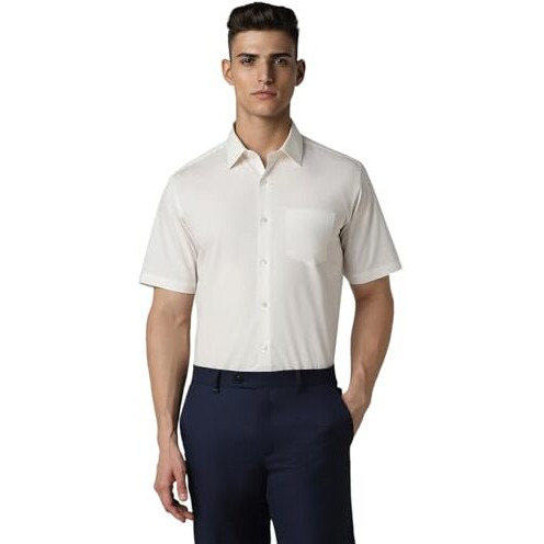 Van Heusen Men's Modern Fit Shirt (Vhshbcubd96902_Off White