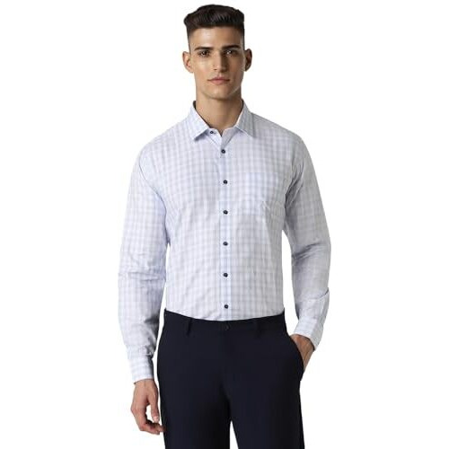 Van Heusen Cotton Men's Modern Fit Shirt (Vhsfbslbr52536_Light Blue, 44