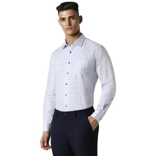 Van Heusen Cotton Men's Modern Fit Shirt (Vhsfbslbr52536_Light Blue, 44