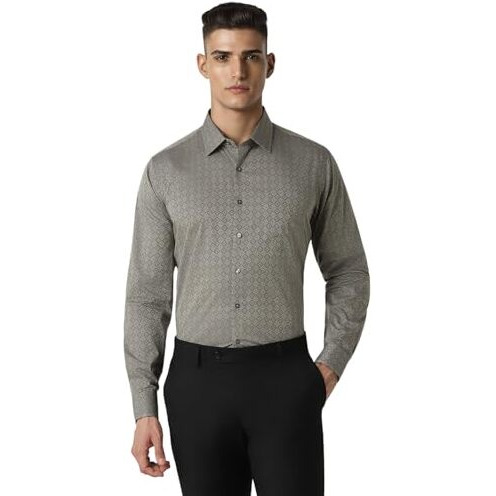 Van Heusen Cotton Men's Modern Fit Shirt (Vhsfcslb262694_Grey