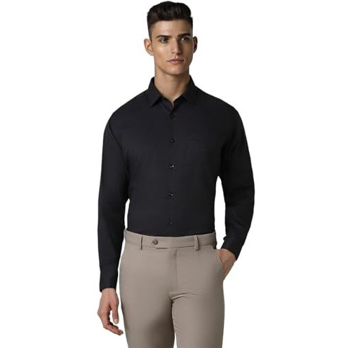 Van Heusen Cotton Men's Modern Fit Shirt (Vhsfbcubt71782_Black, 40
