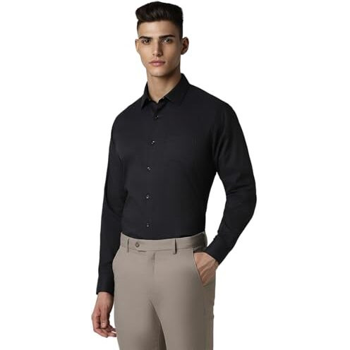 Van Heusen Cotton Men's Modern Fit Shirt (Vhsfbcubt71782_Black, 40