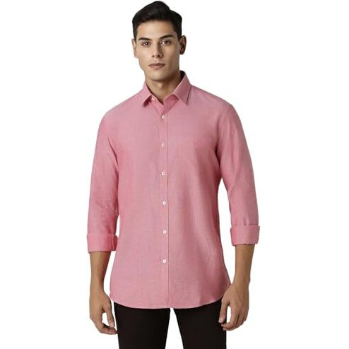 Van Heusen Men's Cotton Slim Fit Shirt (Vssfuslft90514_Red, 39