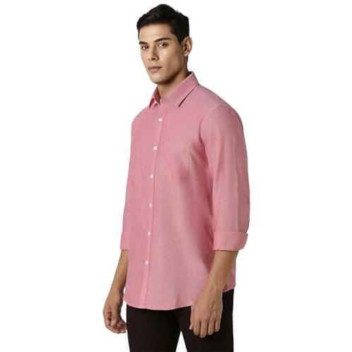 Van Heusen Men's Cotton Slim Fit Shirt (Vssfuslft90514_Red, 39