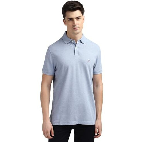 Tommy Hilfiger Men Blue Solid Polo Collar Short Sleeves T-Shirt