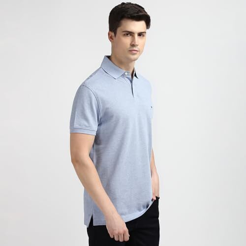 Tommy Hilfiger Men Blue Solid Polo Collar Short Sleeves T-Shirt