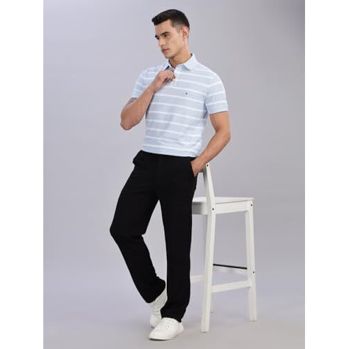 Tommy Hilfiger Striped Regular-Fit Cotton Polo T-Shirt Breezy Blue
