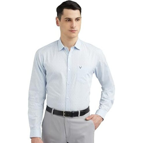 Allen Solly Men's Cotton Slim Fit Shirt (Assfqspb059981_Blue, 40