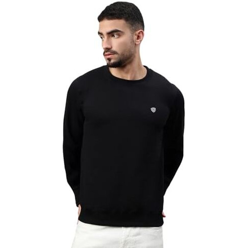 Lux Cozi Men's Cotton Crew Neck Full Sleeve Sweatshirt_Cozi_3131_Sweatshirt_Blk_L_1Pc