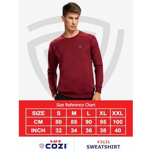 Lux Cozi Men's Cotton Crew Neck Full Sleeve Sweatshirt_Cozi_3131_Sweatshirt_Blk_L_1Pc