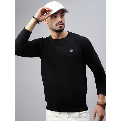 Lux Cozi Men's Cotton Crew Neck Full Sleeve Sweatshirt_Cozi_3131_Sweatshirt_Blk_L_1Pc