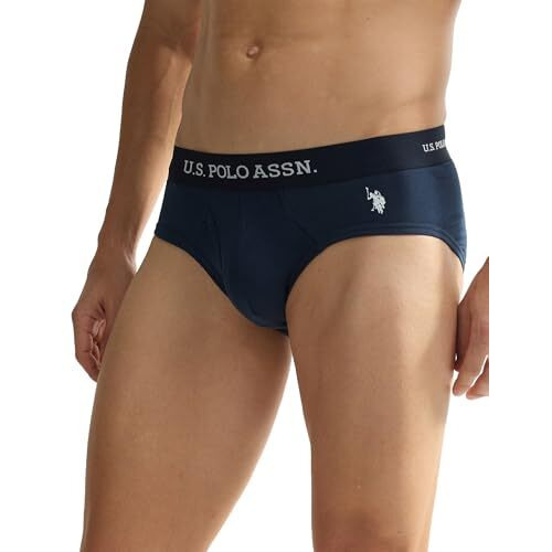 U.S. Polo Assn. Men's Cotton Blend Classic Solid Briefs (Pack Of 2) (Oeb11-P2_Navy-Weathervane