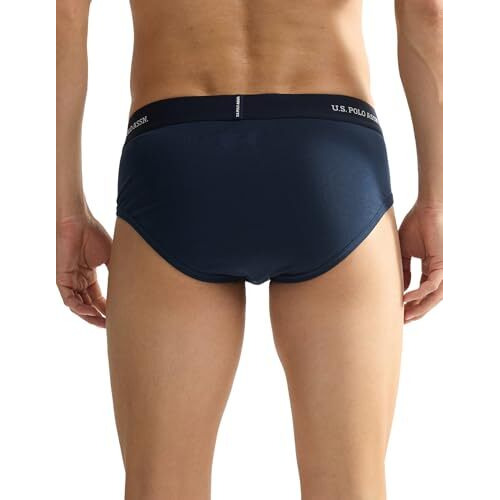 U.S. Polo Assn. Men's Cotton Blend Classic Solid Briefs (Pack Of 2) (Oeb11-P2_Navy-Weathervane