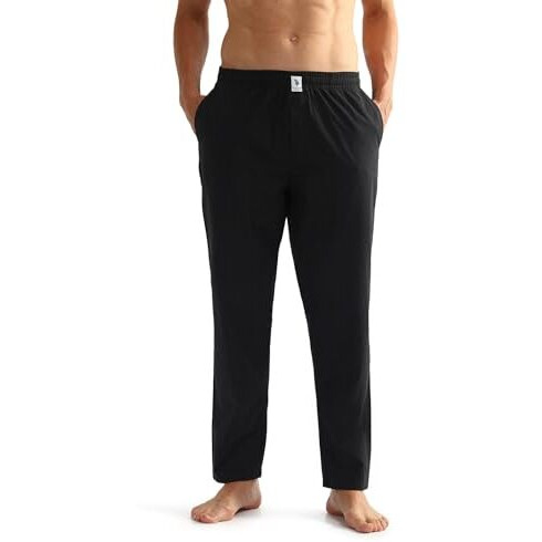 U.S. Polo Assn. Mens Mid Rise Solid Oelp6 Lounge Track Pants - Pack Of 1 (Black M) | Fit Type Comfortable Fit