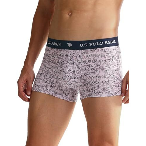 U.S. Polo Assn. Men's Cotton Blend Classic Printed Trunks (Pack Of 3) (Oet08-Mu6-P3_Red-White-And Blue
