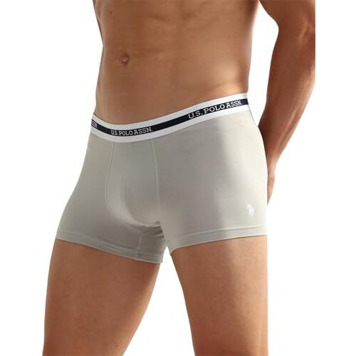U.S. Polo Assn. Men's Cotton Blend Classic Solid Trunks (Pack Of 2) (Oet09-Gg0-P2_Fog Teal Grey