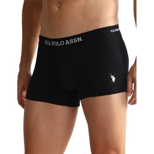 U.S. Polo Assn. Men's Cotton Blend Classic Solid Trunks (Pack Of 2) (Oet11-Zg0-P2_Black-Grey Melange