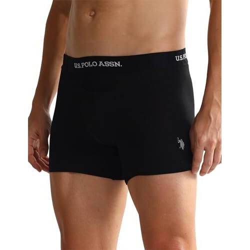 U.S. Polo Assn. Men's Cotton Blend Classic Solid Trunks (Pack Of 2) (Oet12-Gz0-P2_Grey-Black
