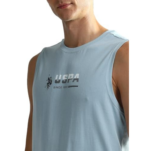 U.S. Polo Assn. Cotton Men's Solid Regular Fit Vest (Oev06-Pl_Lt Blue, Large