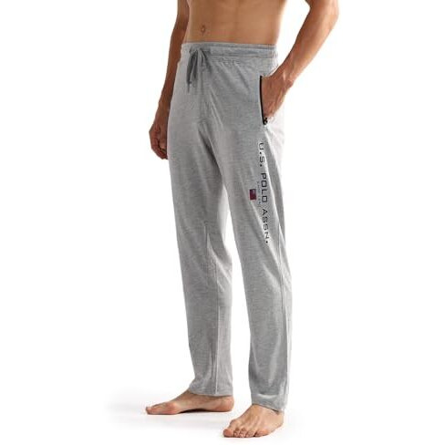 U.S. Polo Assn. Mens Mid Rise Solid Or002 Lounge Track Pants - Pack Of 1 (Grey Melange Xl)