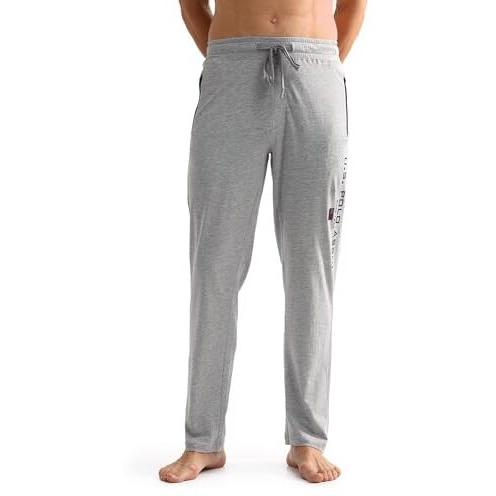 U.S. Polo Assn. Mens Mid Rise Solid Or002 Lounge Track Pants - Pack Of 1 (Grey Melange Xl)