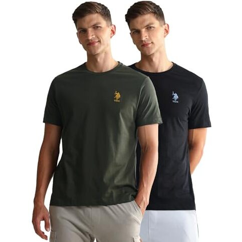 U.S. Polo Assn. Men's Regular Fit T-Shirt (I633-P2_Olive-Black