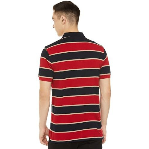 U.S. Polo Assn. Men's Horizontal Striped Slim Fit Cotton Polo Shirt (Ts024B_Red_M)