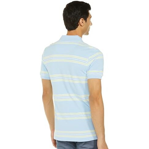 U.S. Polo Assn. Men's Horizontal Striped Slim Fit Cotton Polo Shirt (Ts025C_Lt. Blue_S)
