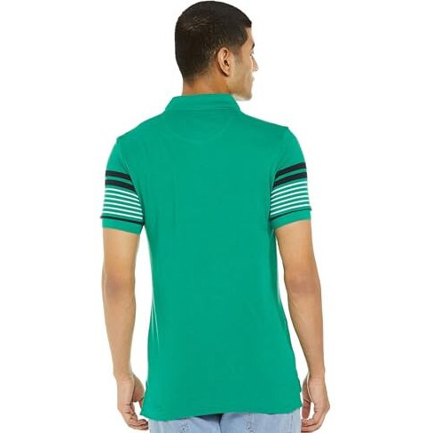 U.S. Polo Assn. Men's Horizontal Striped Slim Fit Cotton Polo Shirt (Ts028D_Me. Green_L)