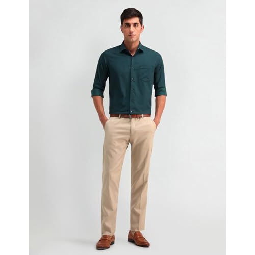 Arrow Men's Slim Fit Shirt (Araeosh1943_Dark Green