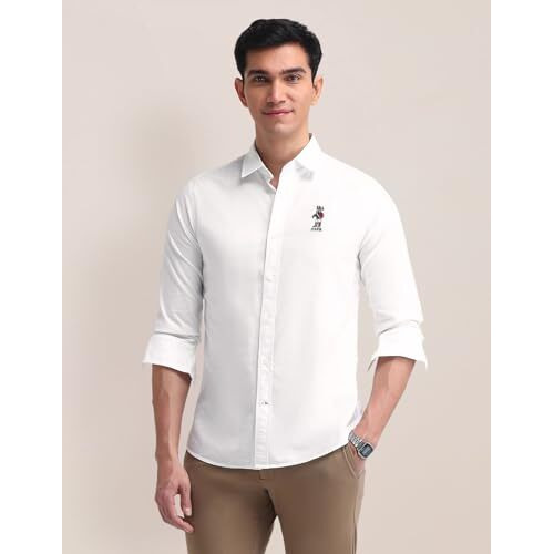 U.S. Polo Assn. Men's Solid Tailored Fit Shirt (Usshtfx0575_White
