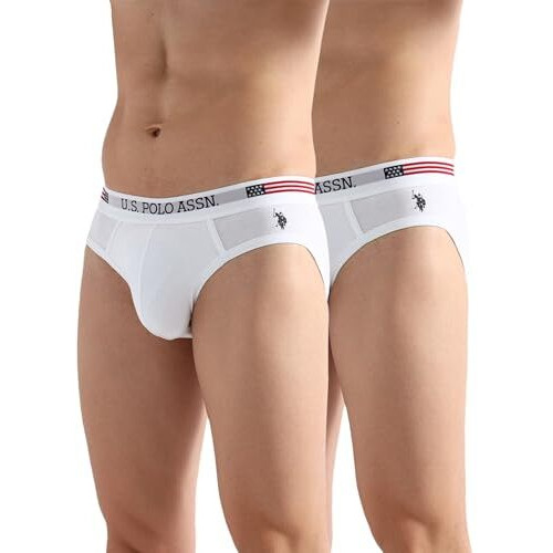 U.S. Polo Assn. Men's Cotton Blend Classic Solid Briefs (Pack Of 2) (I650-P2 White