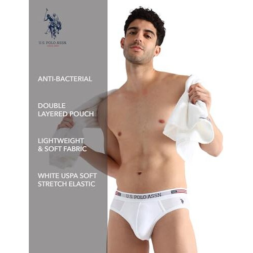 U.S. Polo Assn. Men's Cotton Blend Classic Solid Briefs (Pack Of 2) (I650-P2 White