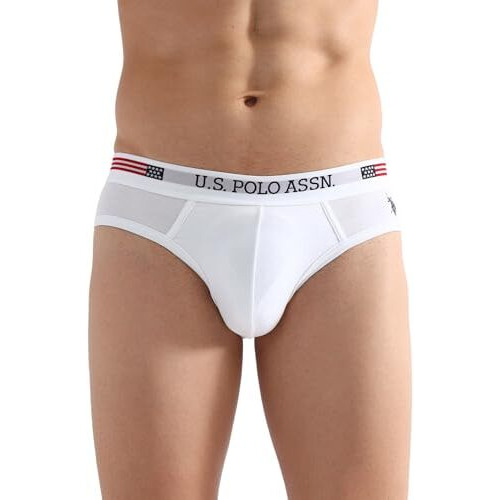 U.S. Polo Assn. Men's Cotton Blend Classic Solid Briefs (Pack Of 2) (I650-P2 White
