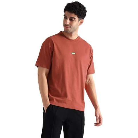 U.S. Polo Assn. Men's Cotton Oversized Fit T-Shirt (Oee04-Pl_Rust Brown, Medium