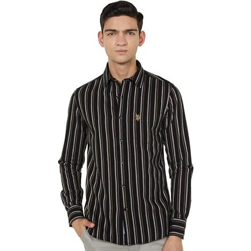 U.S.Polo Assn. Men's Regular Fit Shirt (Usshto3420_Black